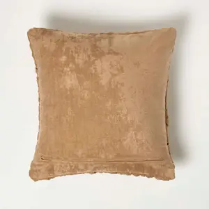 Homescapes Sofia Pleated Taupe Velvet Cushion