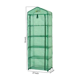 Replacement Polyethylene Plastic Cover for 5 Tier Mini Greenhouse - 27" W x 19" D x 79" H - Green