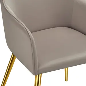 Dining Chair Avane - velvet look, padded armchair, high backrest and armrests - taupe