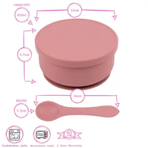 Tiny Dining - Baby Silicone Suction Feeding Set - Dusty Rose - 3pc