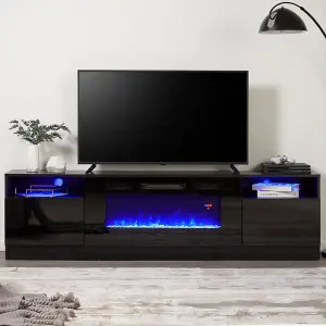 Black Electric Fire Suite,Fireplace and Black Fire Surround Set,Fireplace TV Stand 12 Mood Light Colors