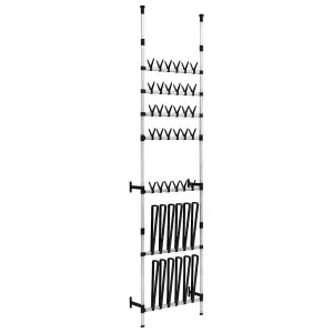 Berkfield Telescopic Shoe Rack with Rods Aluminium