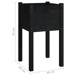 Berkfield Garden Planters 2 pcs Black 40x40x70 cm Solid Pinewood