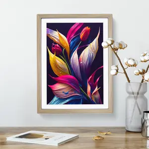 Vibrant Flowers No.6 - Single Picture Frame Print Oak Framed / 34cm H x 25cm W x 2cm D