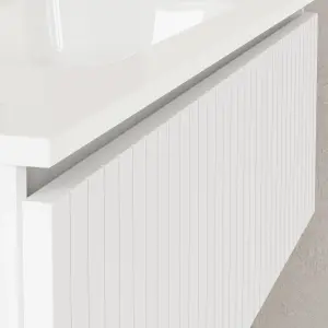 Banyetti Linea Matt White Ribbed Wall Hung Vanity Unit 1000mm x 460mm