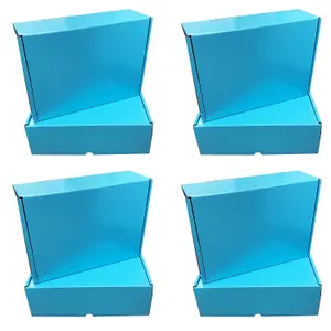 10 x Shiny Light Blue (6" x 4" x 1.5") Coloured Cardboard Postal Shipping Mailing Die Cut Boxes