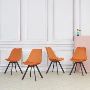 4 Rivas Velvet Upholstered Dining Chairs (Set of 4) Orange