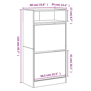 Shoe Cabinet Concrete Grey 60x34x116 cm Engineered Wood