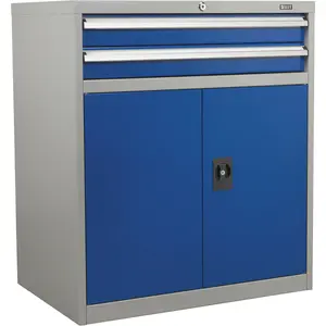 Heavy-Duty Industrial Double Locker Cabinet with Drawers and Shelf - 900x450x1000mm