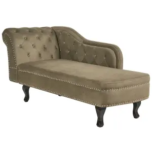 Left Hand Chaise Lounge Velvet Olive Green NIMES