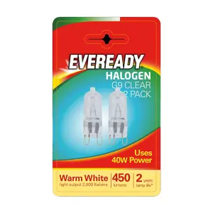 10 x Eveready G9 40W Halogen Clear Capsule Light Bulbs