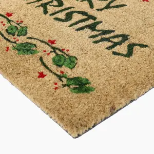 Coco&Coir Door Mat Eco-Friendly Indoor Outdoor Heavy Duty Christmas Theme Xmas Entrance Door Mat 45 x 75 cm SOCKS XMAS