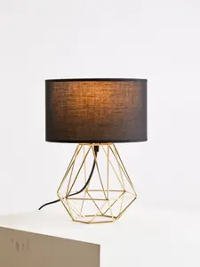 Interiors by Premier Wyra Black And Gold Finish Table light