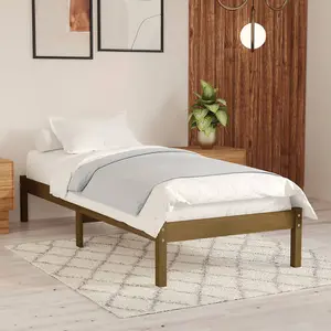 Berkfield Bed Frame Honey Brown Solid Wood Pine 100x200 cm