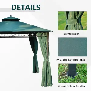 Outsunny 3 x 3m Metal Garden Gazebo Marquee Party Tent Canopy Pavilion Sidewalls