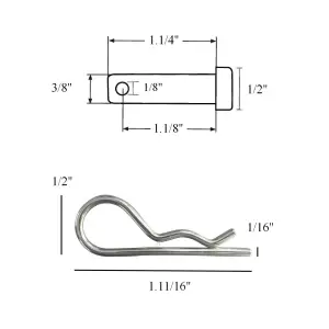 2 x Clevis Pins Imperial Securing Fasteners 3/8" x 11/4" with Retaining R Clips