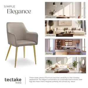 Dining Chair Avane - velvet look, padded armchair, high backrest and armrests - taupe