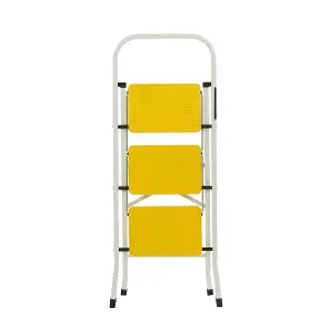 3 Step Folding Step Ladder Yellow/White