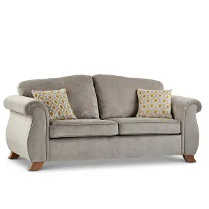 Fairhurst Soft Textured Scroll Arm Grey Fabric 3 Seater