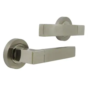 Cafri Line Door Handle Modern Satin Nickel Lever on Rose Internal Doors Handles + 64mm Latch & Hinges