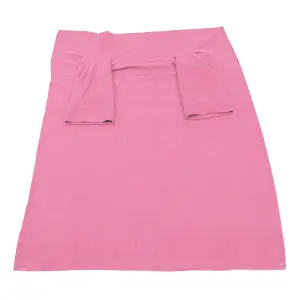 Pink Polyester Fleece Blanket with Oversized Sleeves - Machine Washable