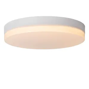 Lucide Biskit Modern Flush ceiling light Bathroom 40cm - LED - 1x36W 2700K - IP44 - White