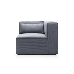 Doris Corner Unit Module in Dark Grey Cord Chenille