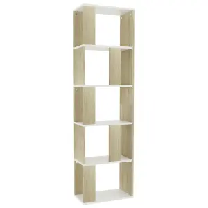 Berkfield Book Cabinet/Room Divider White and Sonoma Oak 45x24x159 cm Engineered Wood