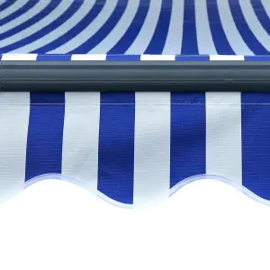 Berkfield Manual Retractable Awning with LED 450x300 cm Blue and White