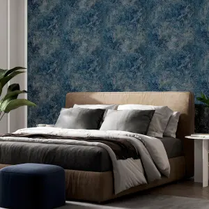 Modern Raffia Navy & Natural Wallpaper