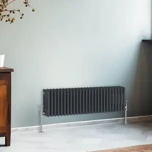 Right Radiators 300x1192 mm Horizontal Traditional 3 Column Cast Iron Style Radiator Anthracite