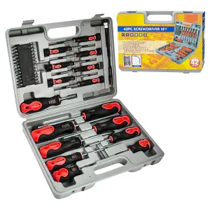 42PC Screwdriver Bit Set In Case Tool Kit Torx Phillips Precision Slotted Garage