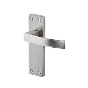 Colours Beauce Satin Nickel effect Aluminium & steel Straight Latch Door handle (L)115mm