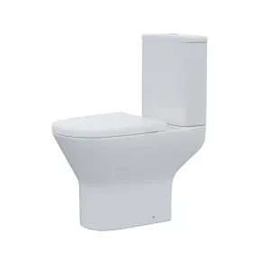 Nes Home Modern Close Coupled Rimless Round Toilet Ceramic Soft Closing Seat White