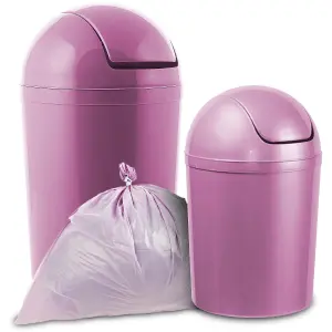 Home Centre Compact Plastic Swing Top Waste Bin 15 Litre Purple House Office Bathroom Lobby Dustbin