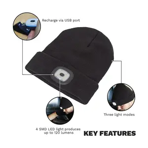 Sealey Beanie Hat 4 SMD LED USB Rechargeable LED185