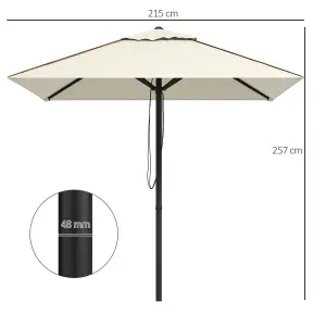 Outsunny Sun Parasol with Vent, Table Umbrella for Patio, Garden, Pool, Beige