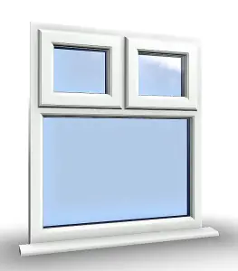 1045mm (W) x 1195mm (H) PVCu StormProof Casement Window - 2 Top Opening Windows -  Toughened Safety Glass - White