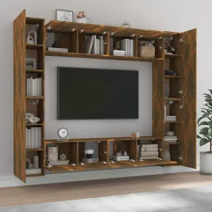 Berkfield 8 Piece TV Cabinet Set Smoked Oak Engineered Wood