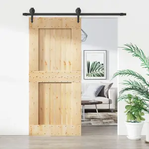 Berkfield Sliding Door with Hardware Set 90x210 cm Solid Wood Pine