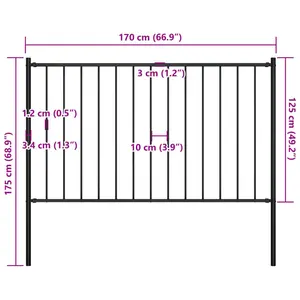 Khine Metal Fence Panels Included Black / 1.7m W x 1.25m H