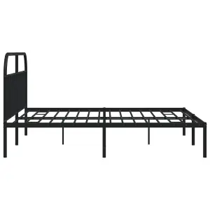 Berkfield Metal Bed Frame with Headboard Black 200x200 cm