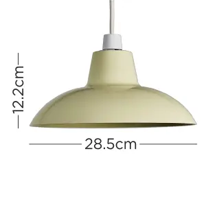 ValueLights Civic Retro Style Gloss Cream Metal Easy Fit Ceiling Pendant Light Shade