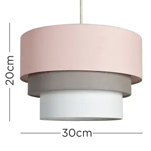 ValueLights Aztec 3 Tier Modern Pink Grey White Fabric Ceiling Pendant Light Shade