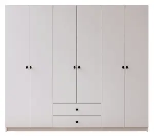 ECU 6 Door 2 Drawer White Wardrobe