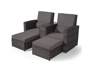 Giardino Nevada Double Reclining Rattan Sun Loungers Set - Grey