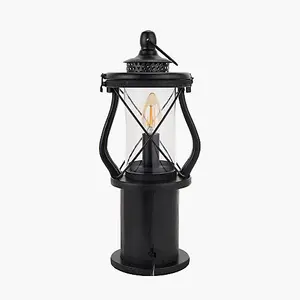 Black Wood Lantern Table Lamp Miners Oil Lamp