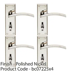 4 PACK - PAIR Arched Lever On Bathroom Backplate Door Handle 150 x 50mm Polished Nickel