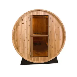 Fonteyn Barrel Sauna 8ft Outdoor Sauna with Rustic Hemlock Wood Suitable for up to 6 People