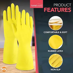 4 Pairs Household Rubber Gloves Medium, Yellow Washing Up Gloves Medium, Non Slip Cleaning Gloves, Dishwashing Gloves